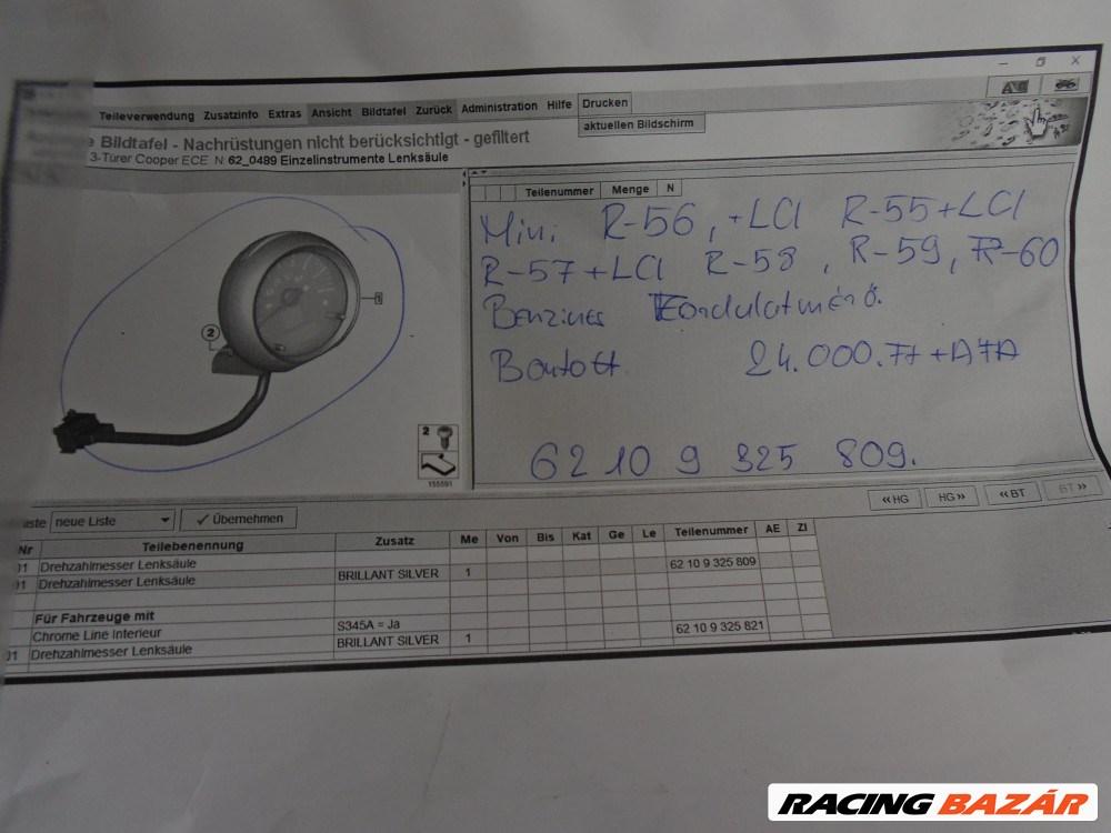 [Bontott] MINI - fordulat mérő R56 + LCI, R55+LCI , R57+LCI, R58, R59, R60 Benzines 3. kép